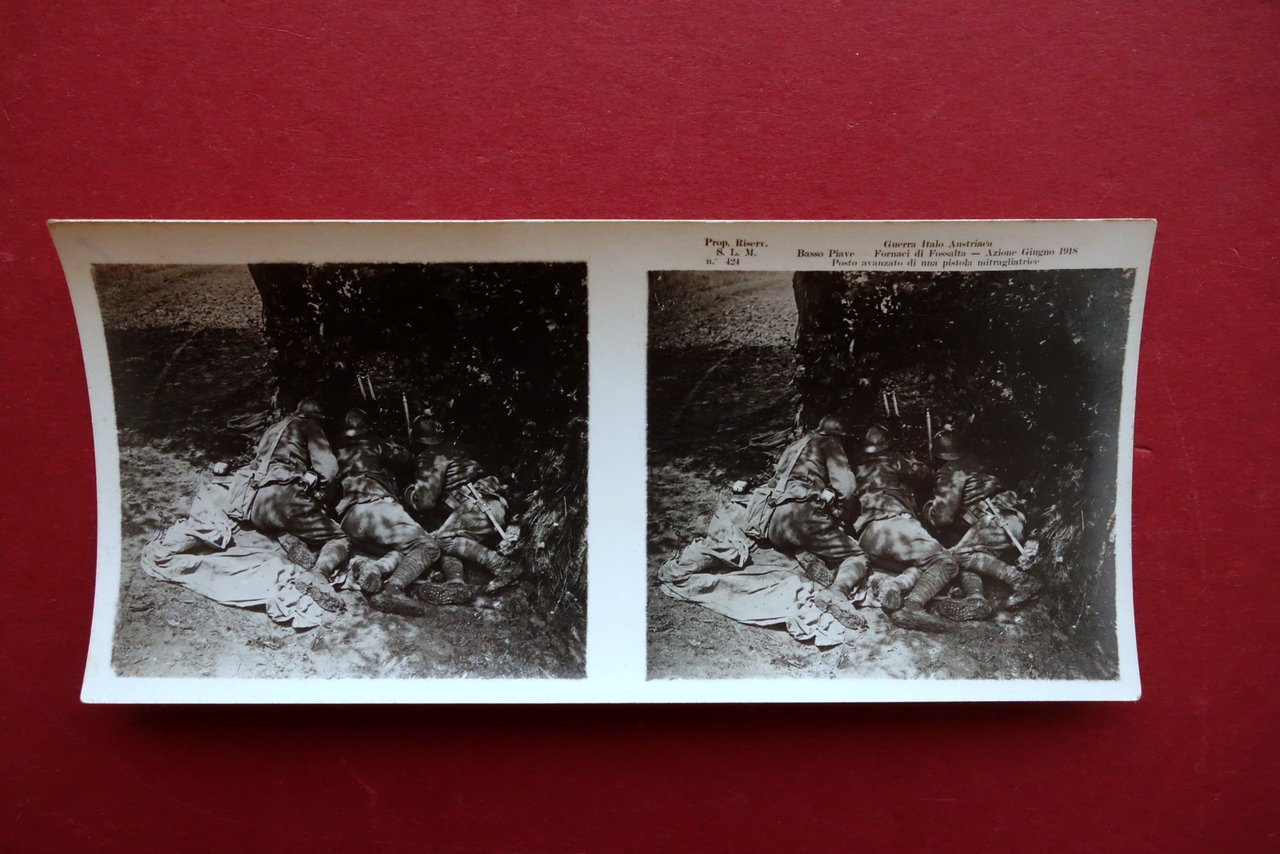 Fotografia Stereoscopica WW1 Giugno 1918 Basso Piave Fornaci di Fossalta …