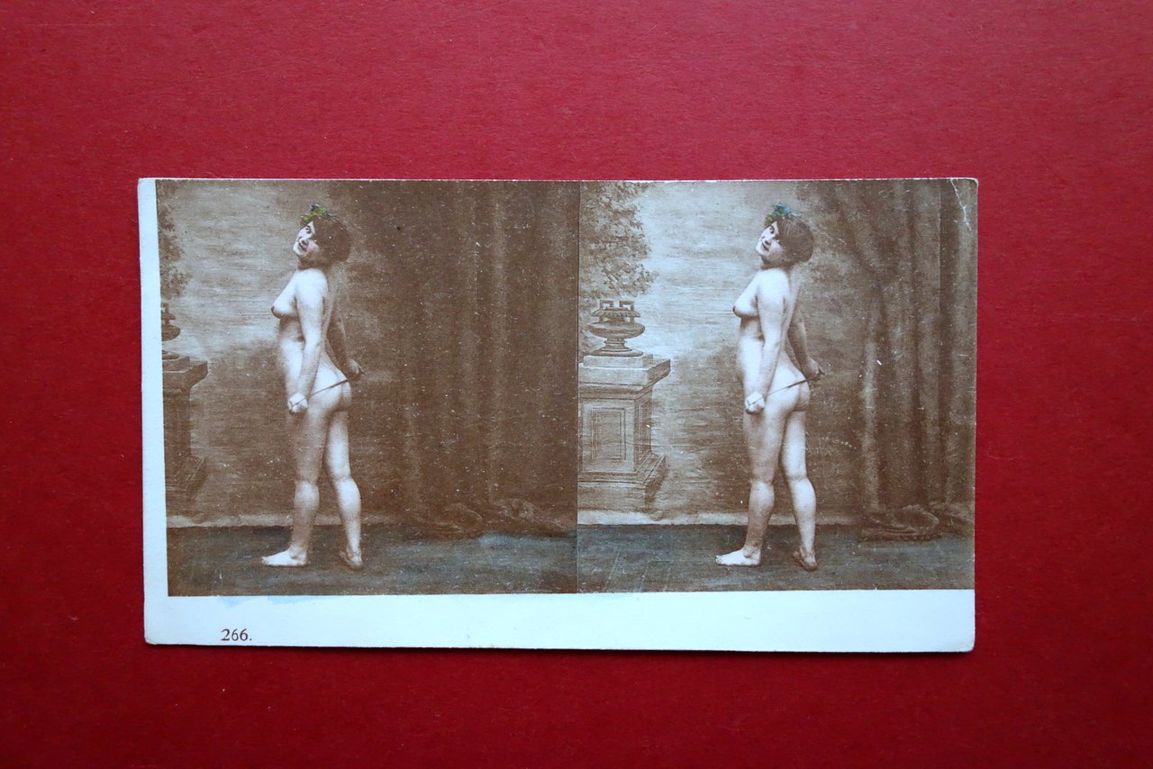 Fotografia Stereoscopica Originale Nudo Femminile a Colori Primo '900 Erotica