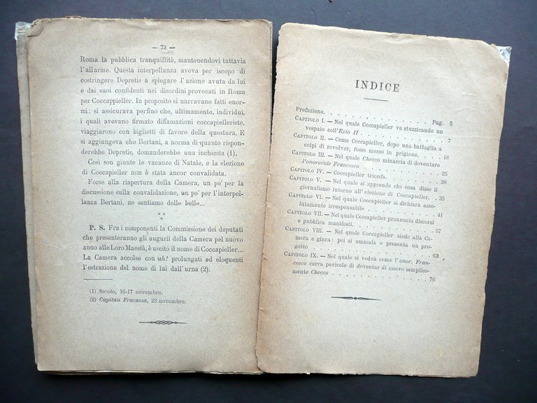 Francesco Coccapieller A. Calmi Firenze 1883 Giornalismo Politica Risorgimento