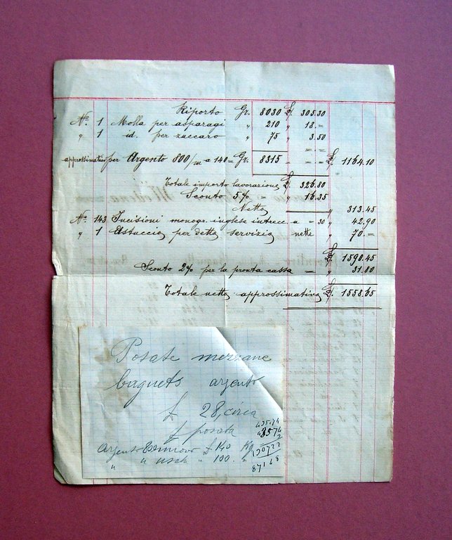 Fratelli Broggi Argenteria Milano preventivo 1895 bella carta intestata