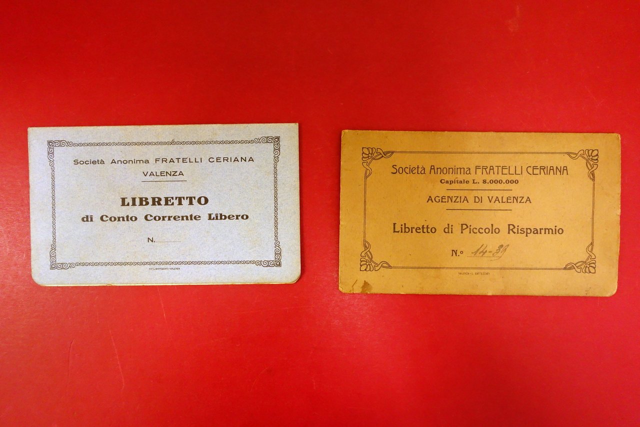 Fratelli Ceriana Valenza 2 Libretti Conto Corrente e Piccolo Risparmio …