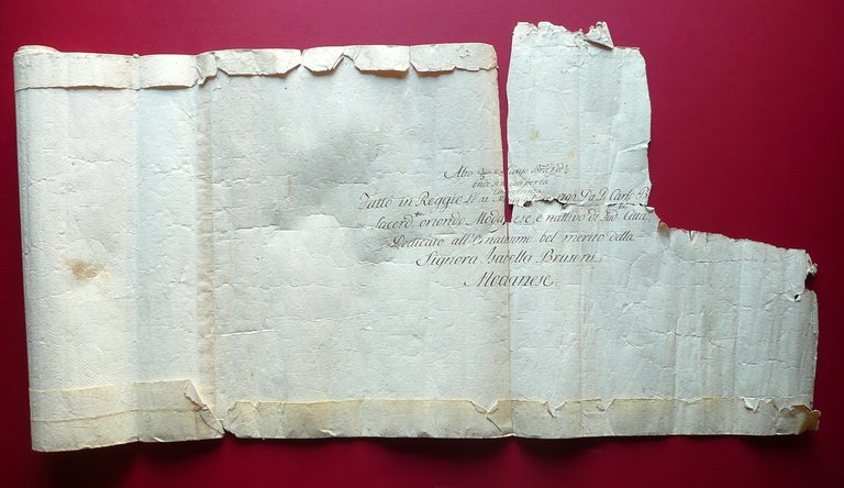 Fregio Dipinto a Mano in Rotolo Reggio 1792 Carta Forte