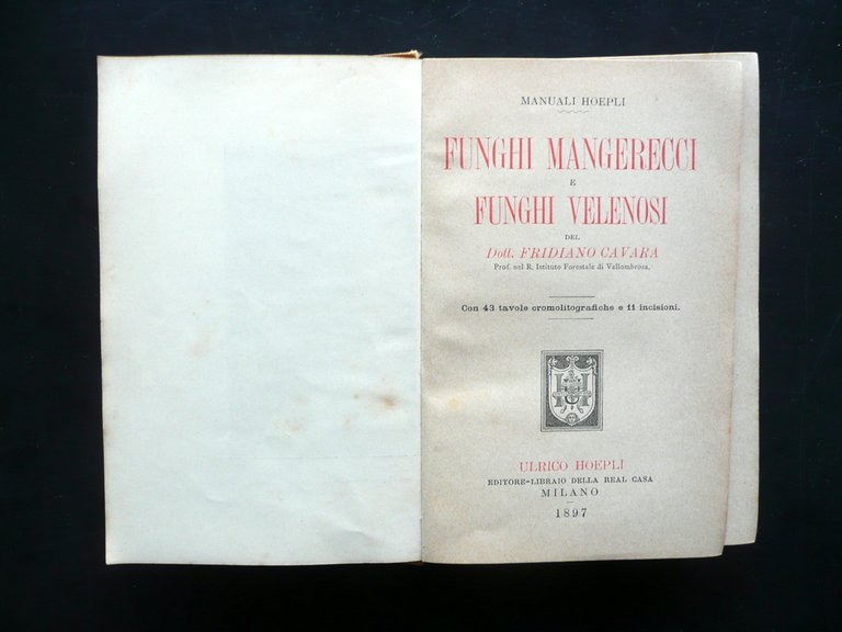 Funghi Mangerecci e Velenosi F. Cavara Hoepli Mi. 1897 1 …