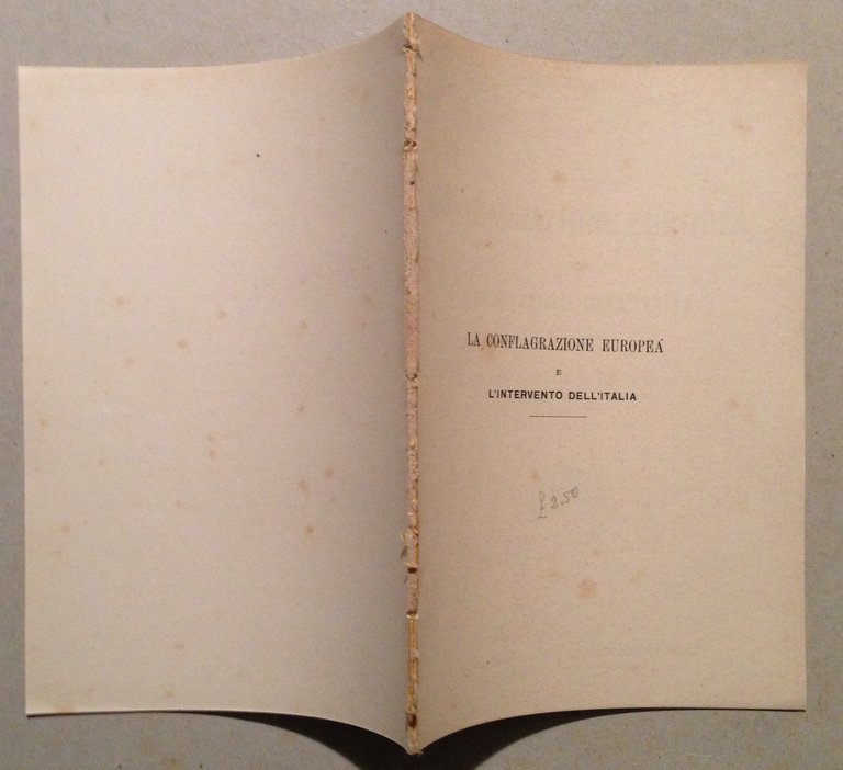 G. Camozzi La Conflagrazione Europea e l'Intervento dell'Italia Palermo 1917