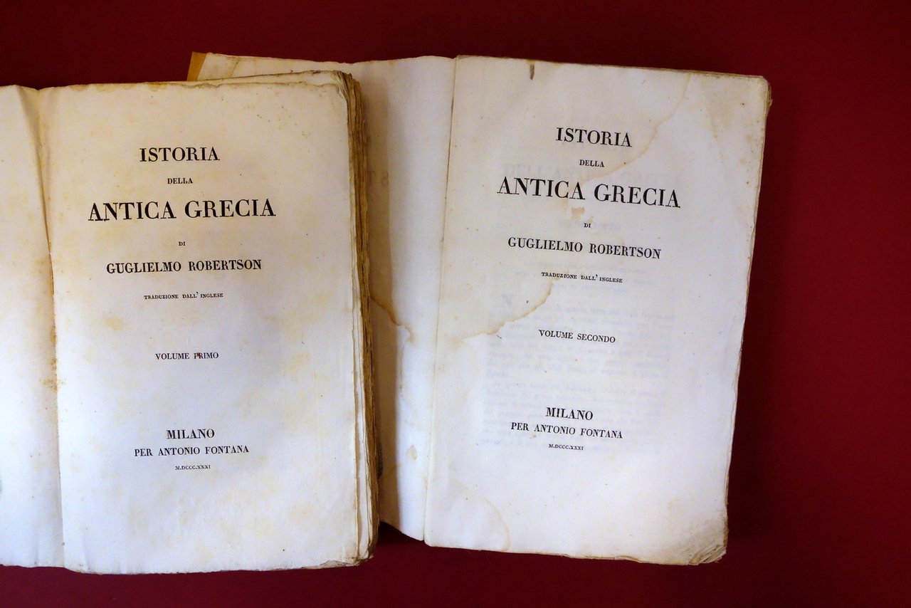 G. Robertson Storia dell'Antica Grecia A. Fontana Milano 1831 2 …