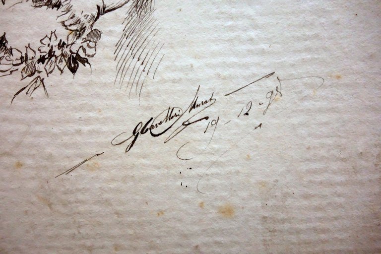 Galileo Cavallari Murat Disegno a China Putti 1898 Originale Comacchio