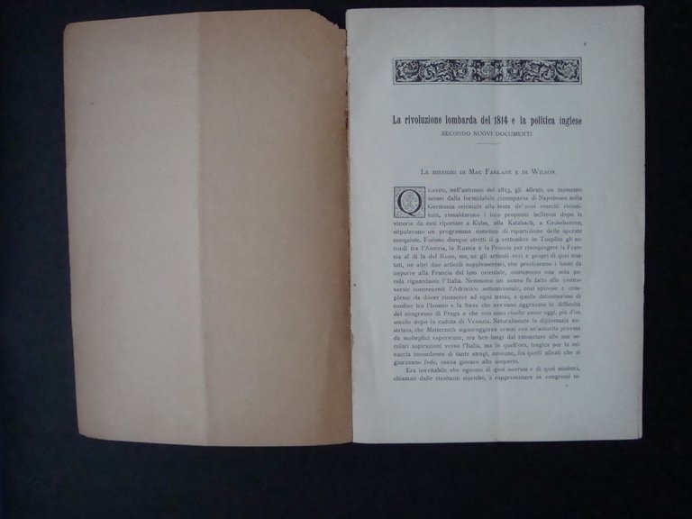 GALLAVRESI RIVOLUZIONE LOMBARDA 1814 POLITICA INGLESE COGLIATI 1909 RISORGIMENTO