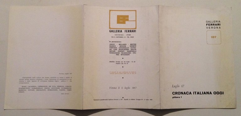 Galleria Ferrari Verona Cronaca Italiana Oggi Avanguardia Prima Mostra Italiana