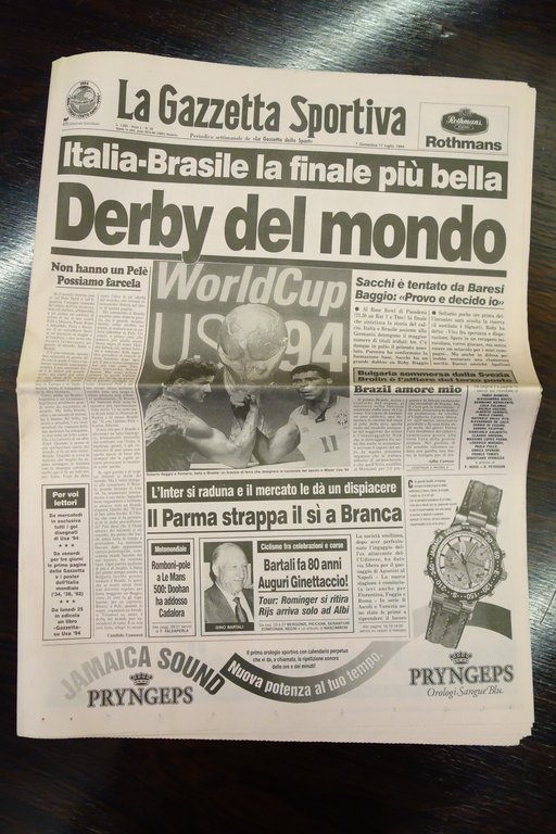 GAZZETTA DELLO SPORT ITALIA BRASILE MONDIALI CALCIO USA 1994 BAGGIO …