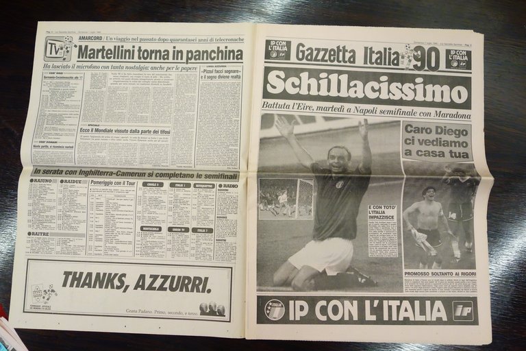 GAZZETTA DELLO SPORT MONDIALI ITALIA 1990 SCHILLACI EIRE MARADONA 1/7/1990 …