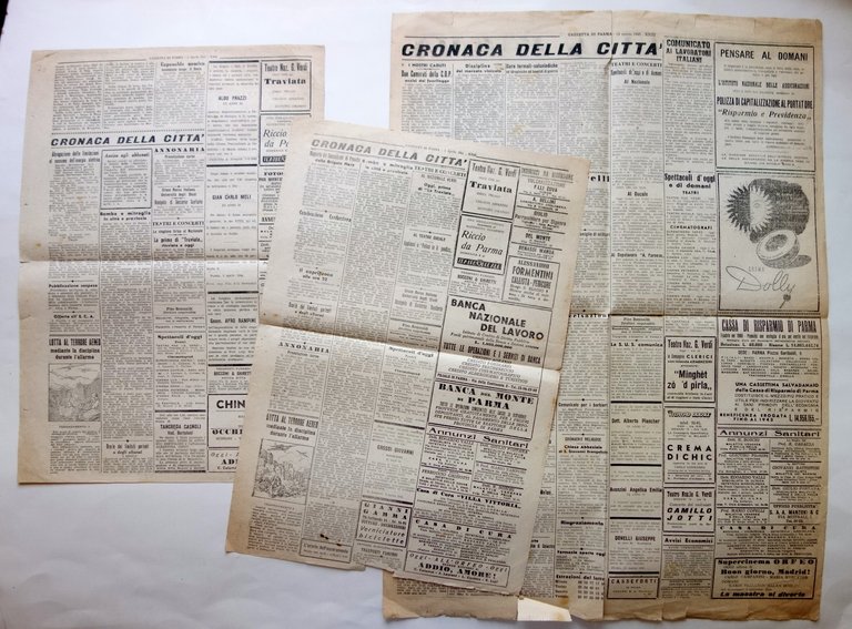 Gazzetta di Parma 3 numeri 18/3/1945 4/4/1945 3/4/1945 WW2 Guerra …