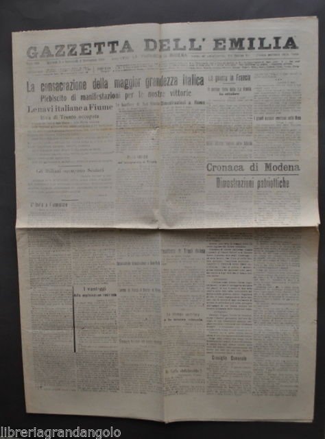 Gazzetta Emilia Guerra Navi Italiane Fiume Rovigno Istria Riva Trento 1918