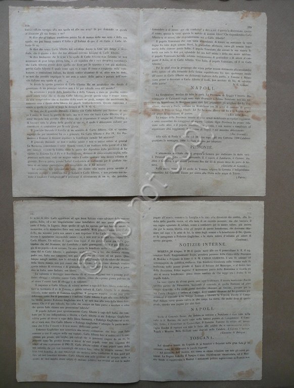 Gazzettino del MezzodÏ 30 Giugno 1 Luglio 1848 Carlo Alberto … | Immagine Gallery 2