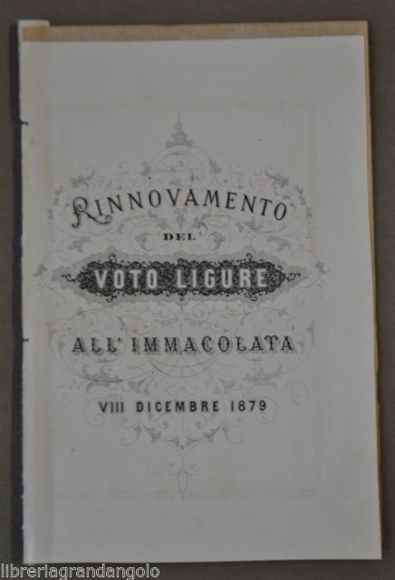 Genova Liguria Santuario Voto Immacolata Ventimiglia Albenga Savona Tortona 1879