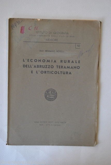 Geografia Rotelli Economia Rurale Abruzzo Teramo Orticoltura Coltivazioni 1946