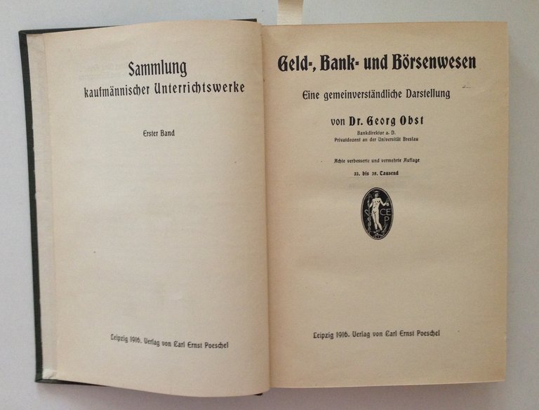 Georg Obst Geld Bank und Borsenwesen Azioni Borsa Leipzig 1916 …