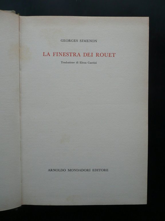 Georges Simenon La Finestra dei Rouet Mondadori Milano 1962 Prima …