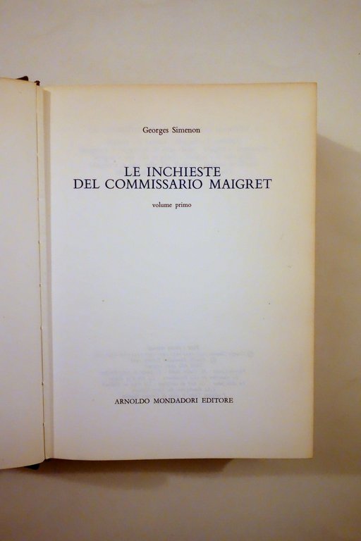 Georges Simenon Tutte le Inchieste del Commissario Maigret Mondadori 1966 …