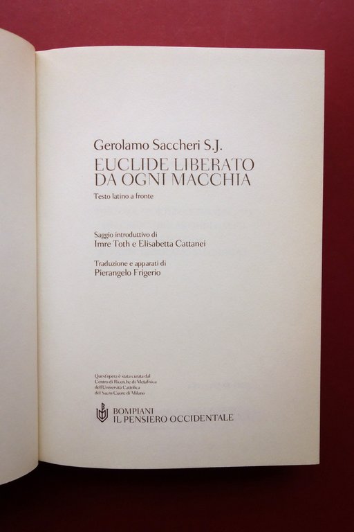 Gerolamo Saccheri Euclide Liberato da Ogni Macchia Bompiani 2001 Testo …