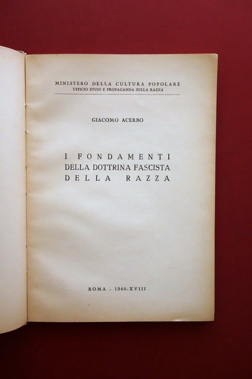 Giacomo Acerbo i Fondamenti della Dottrina Fascista della Razza Roma … | Immagine Gallery 4