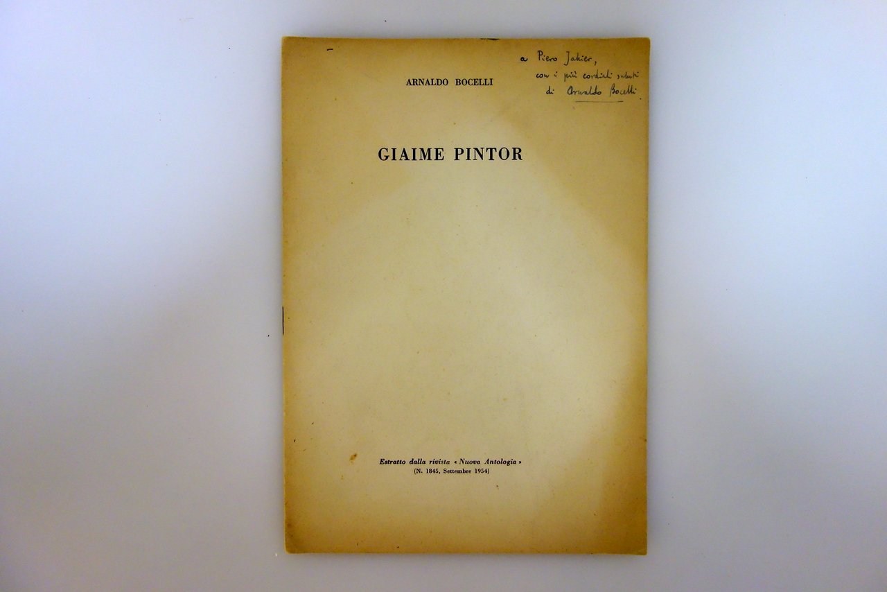 Giaime Pintor Arnaldo Bocelli Autografo dedica a Piero Jahier 1954