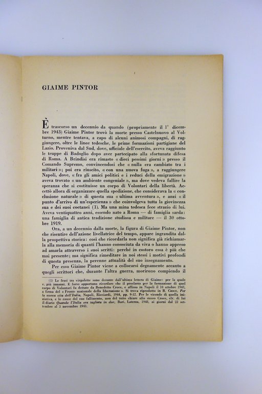 Giaime Pintor Arnaldo Bocelli Autografo dedica a Piero Jahier 1954