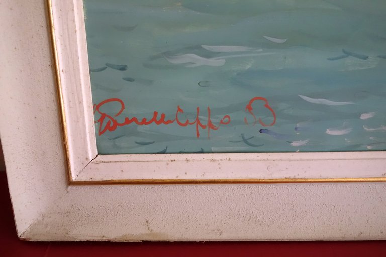 Giancarlo Perelli Cippo Quadro Tempera Veduta Veneziana Venezia Firmato