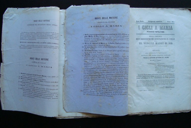 Gigli a Maria Napoli due riviste 1869 Arciconfraternita Santuario Santa …
