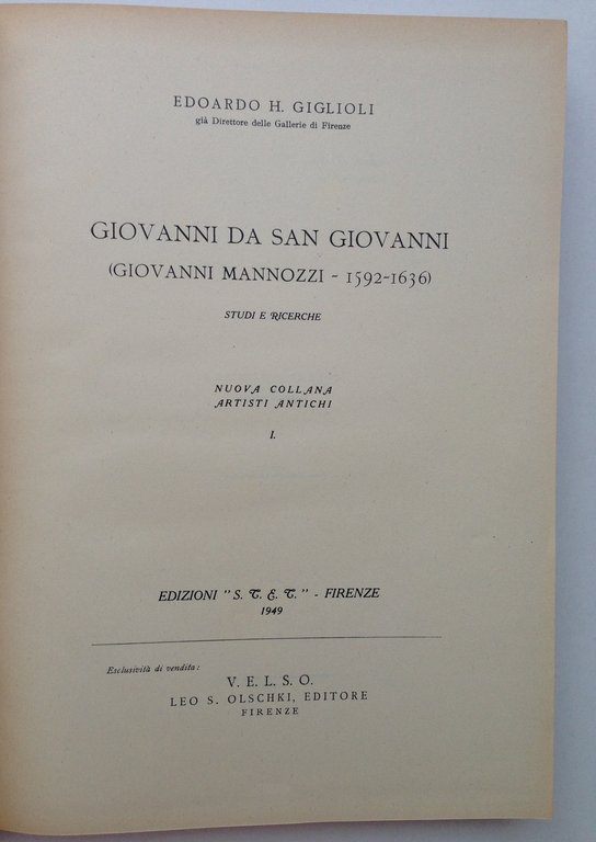 GIGLIOLI GIOVANNI DA SAN GIOVANNI GIOVANNI MANNOZZI 1592-1636 STUDI E …