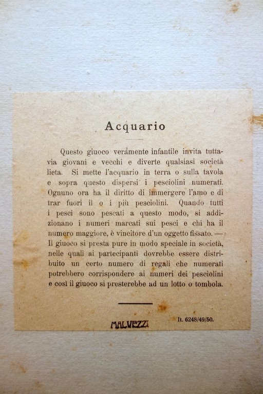 Gioco da Tavolo Aquarium Pesca Infanzia Anni '30 Originale