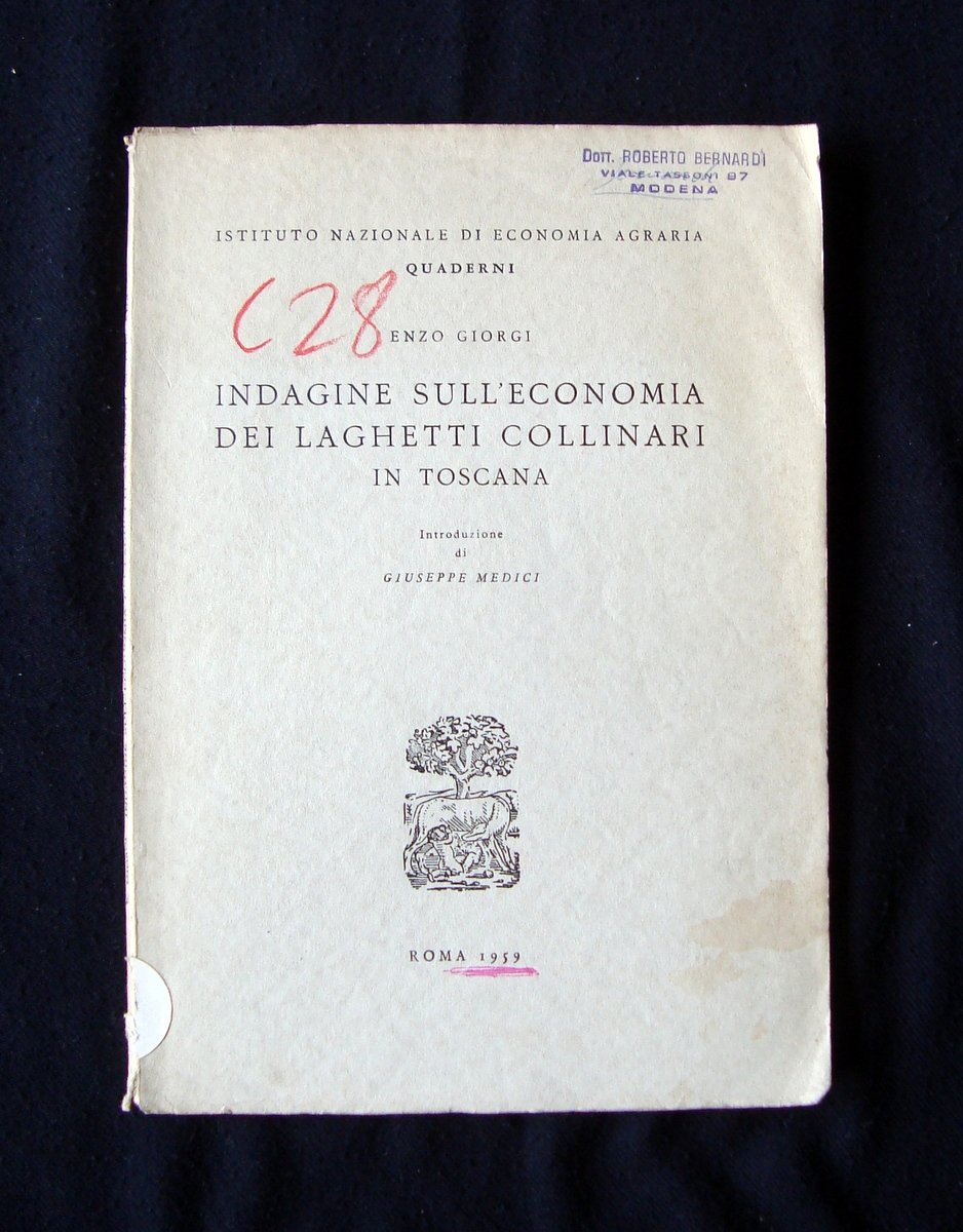 Giorgi Enzo Economia Laghetti Collinari Toscana 1959 Agraria Medici | Immagine principale