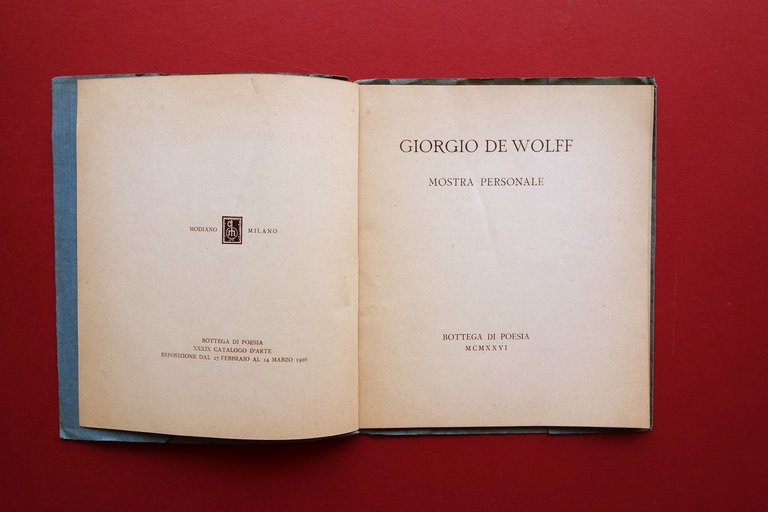 Giorgio de Wolff Mostra Personale Bottega di Poesia 1926 Catalogo …