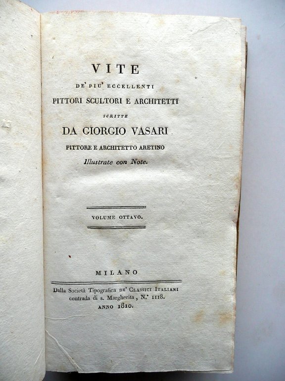 Giorgio Vasari Vite dei Pittori Scultori Architetti Vol. VIII 1810 …