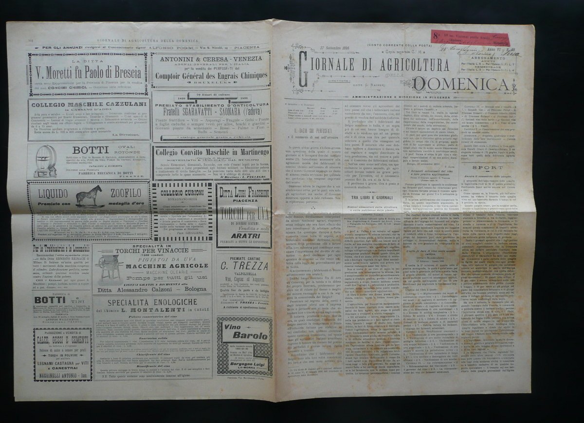 Giornale di Agricoltura della Domenica 1896 Colonia Agricola Asti in …