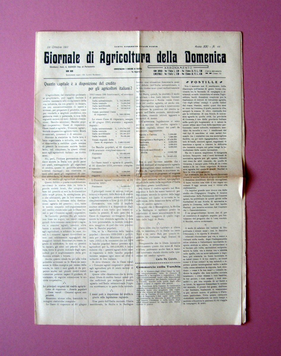 Giornale di Agricoltura della Domenica N 44 29/10/1911 Caseificio Zanelli …