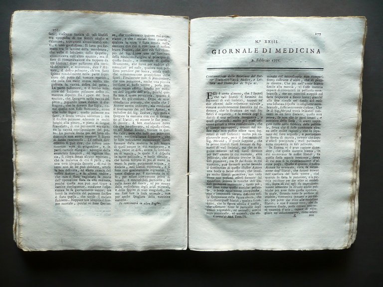 Giornale di Medicina Tomo Nono 52 Numeri Annata Completa 1770-71 …