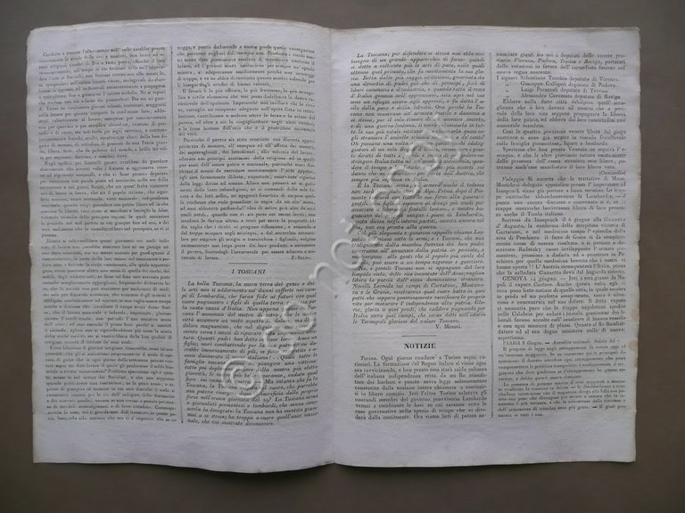 Giornale di Reggio 17 Giugno 1848 N.69 Selmi Valeggio Goito …