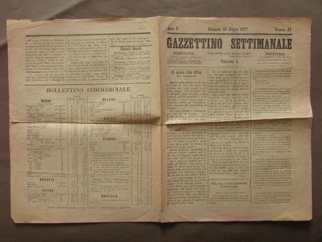 Giornale Gazzettino Settimanale 1877 Modena Letteratura Attualit‡ Costume | Immagine principale