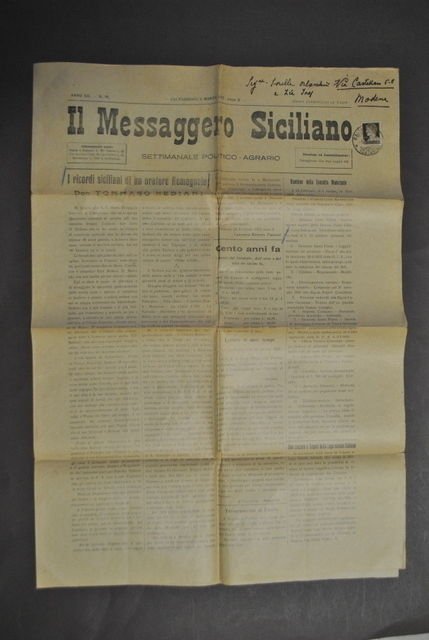 Giornale Messaggero Siciliano Caltagirone Ricordi Sicilia Nediani Romagna 1932