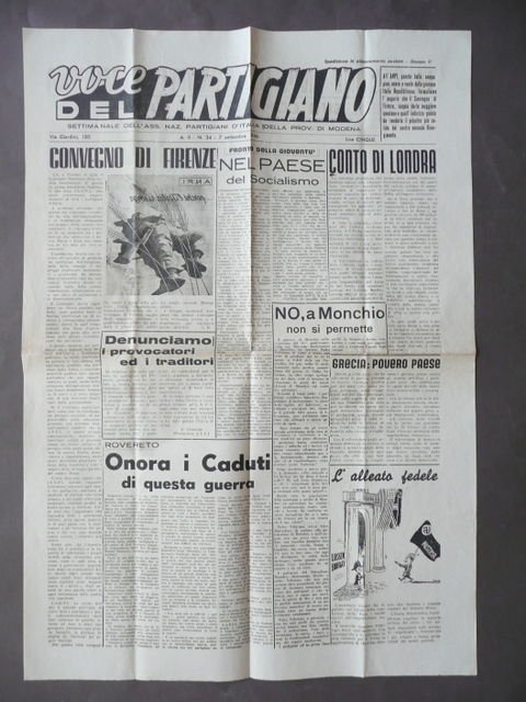 Giornale Voce del Partigiano Settimanale Monchio Comitato Modena Eletti 1946 | Immagine principale
