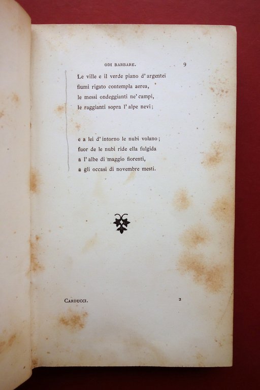 Giosuè Carducci Raccolta Prime Edizioni Odi Barbare Canto dell'Amore Garibaldi