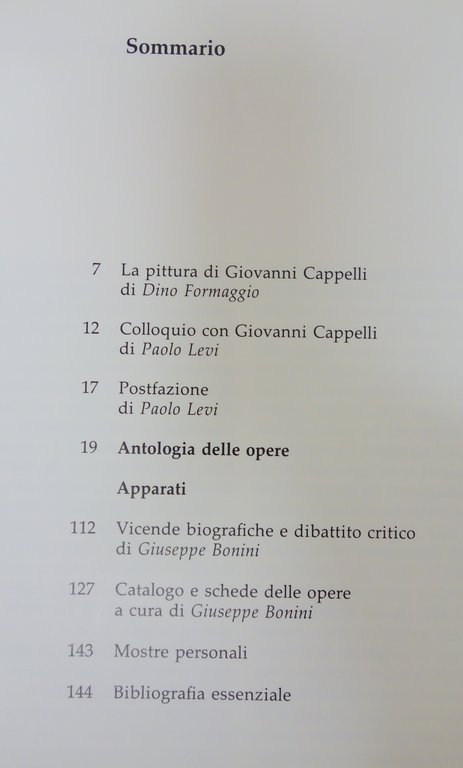 GIOVANNI CAPPELLI FORMAGGIO LEVI BONINI GIORGIO MONDADORI 1989 MOSTRA FERRARA