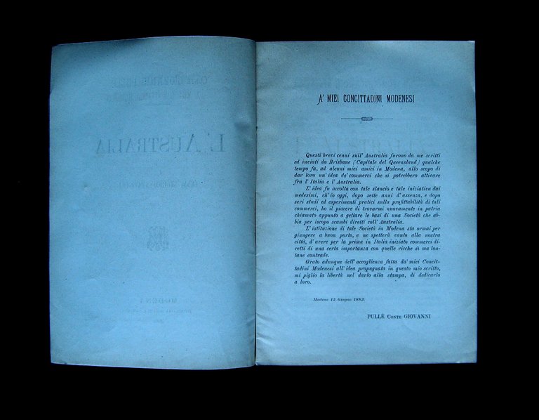 Giovanni PullË Australia Cenni storici e Statistici 1883 Tip Moneti …