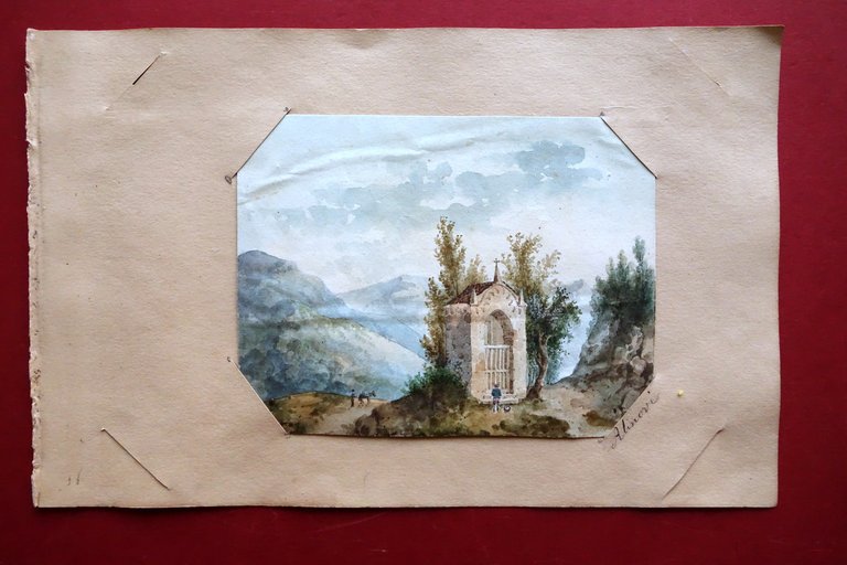 Giuseppe Alinovi Acquerello Originale Veduta Santuario '800 Parma