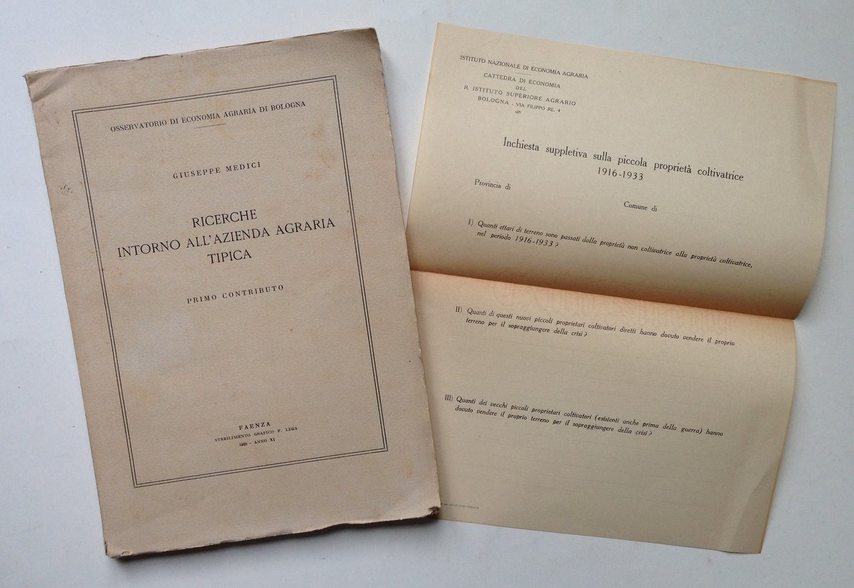 Giuseppe Medici Ricerche Intorno all'Azienda Agraria Tipica Faenza 1933 | Immagine principale