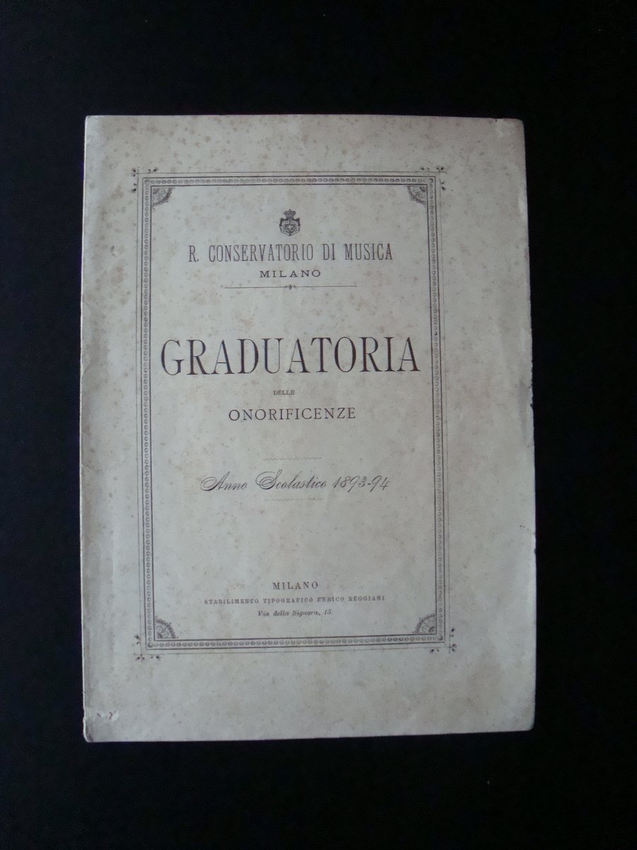 Graduatoria delle Onorificenze 1893 1894 Conservatorio di Musica | Immagine principale