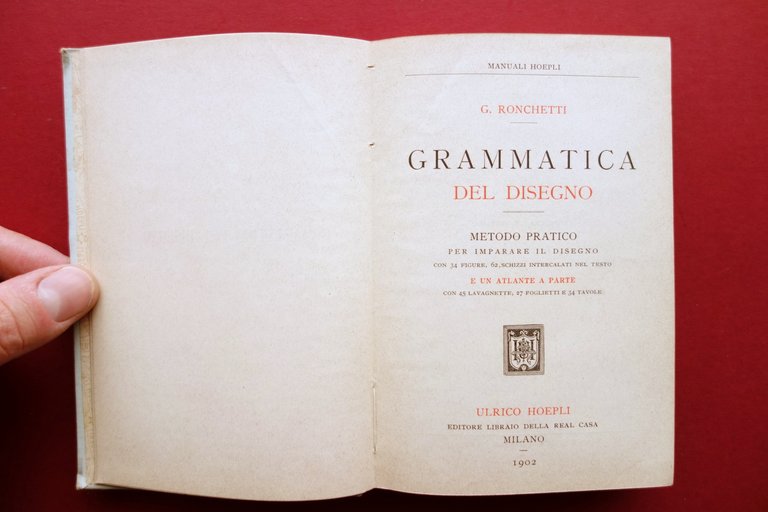 Grammatica del Disegno G. Ronchetti Hoepli Milano 1902 Prima Edizione