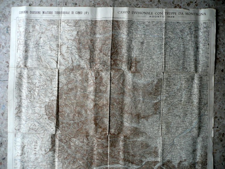 Grande Carta Comando Divisione Militare Cuneo Truppe da Montagna Agosto …
