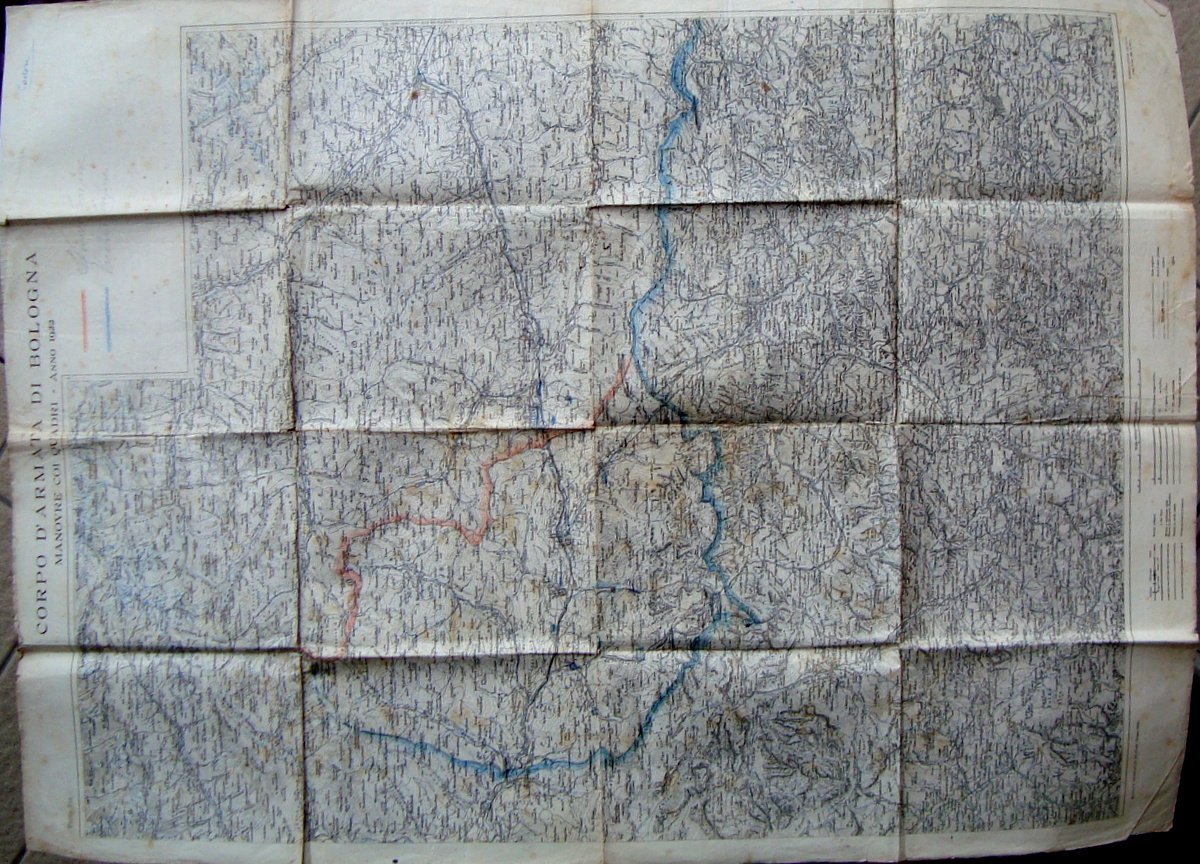 Grande Carta Corpo D'Armata Bologna Manovre coi Quadri 1922 IGM
