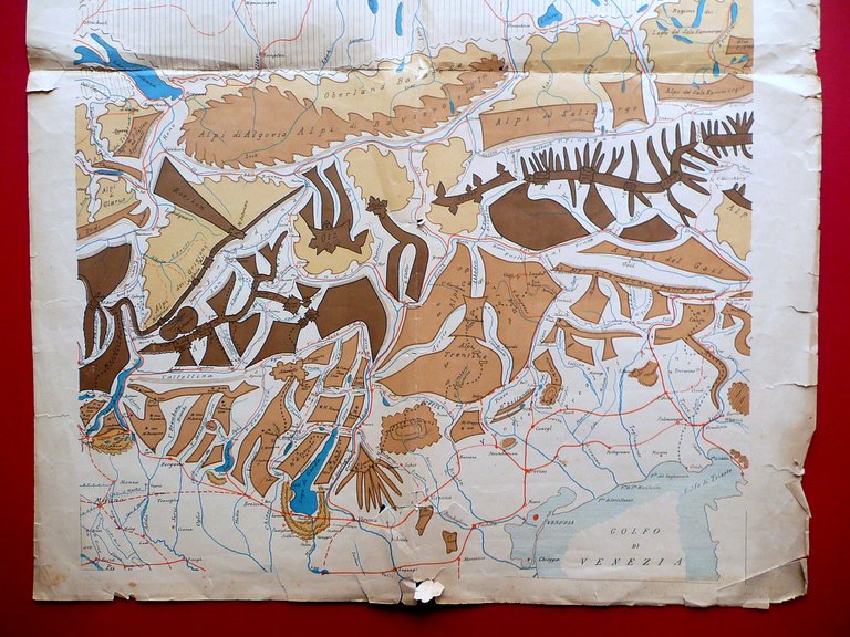 Grande Carta Geologica Alpi Centro Orientali Montagna Primo Novecento